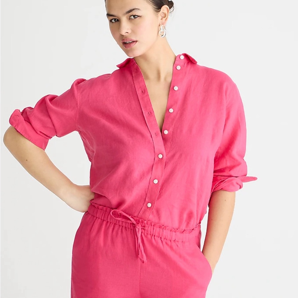 J. Crew Wren slim Fit shirt in Baird McNutt Irish linen NWT Pink